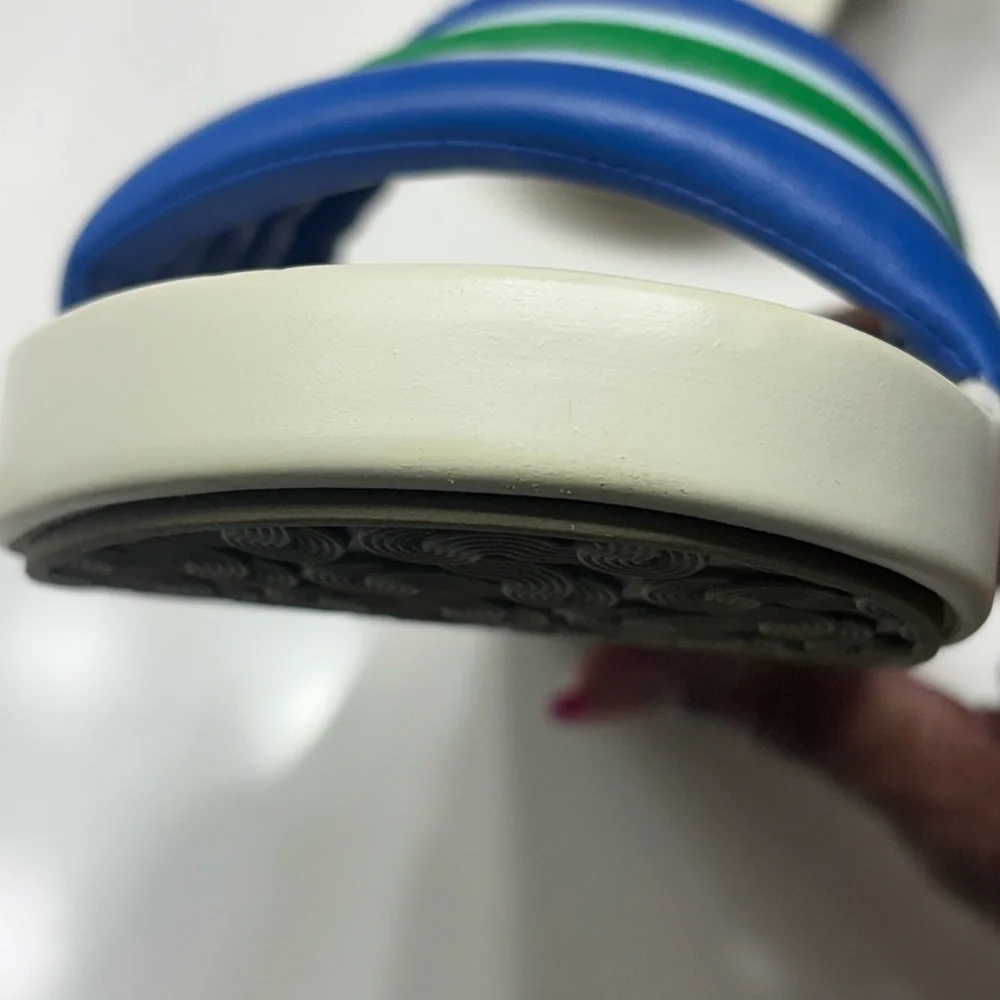 Tory Burch Blue and Green Striped Slides - Picture 5 of 11